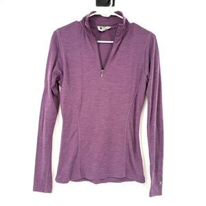 Smartwool Womens 100% Merino Wool Base Layer 1/4 Zip Ski Hike Purple Size L